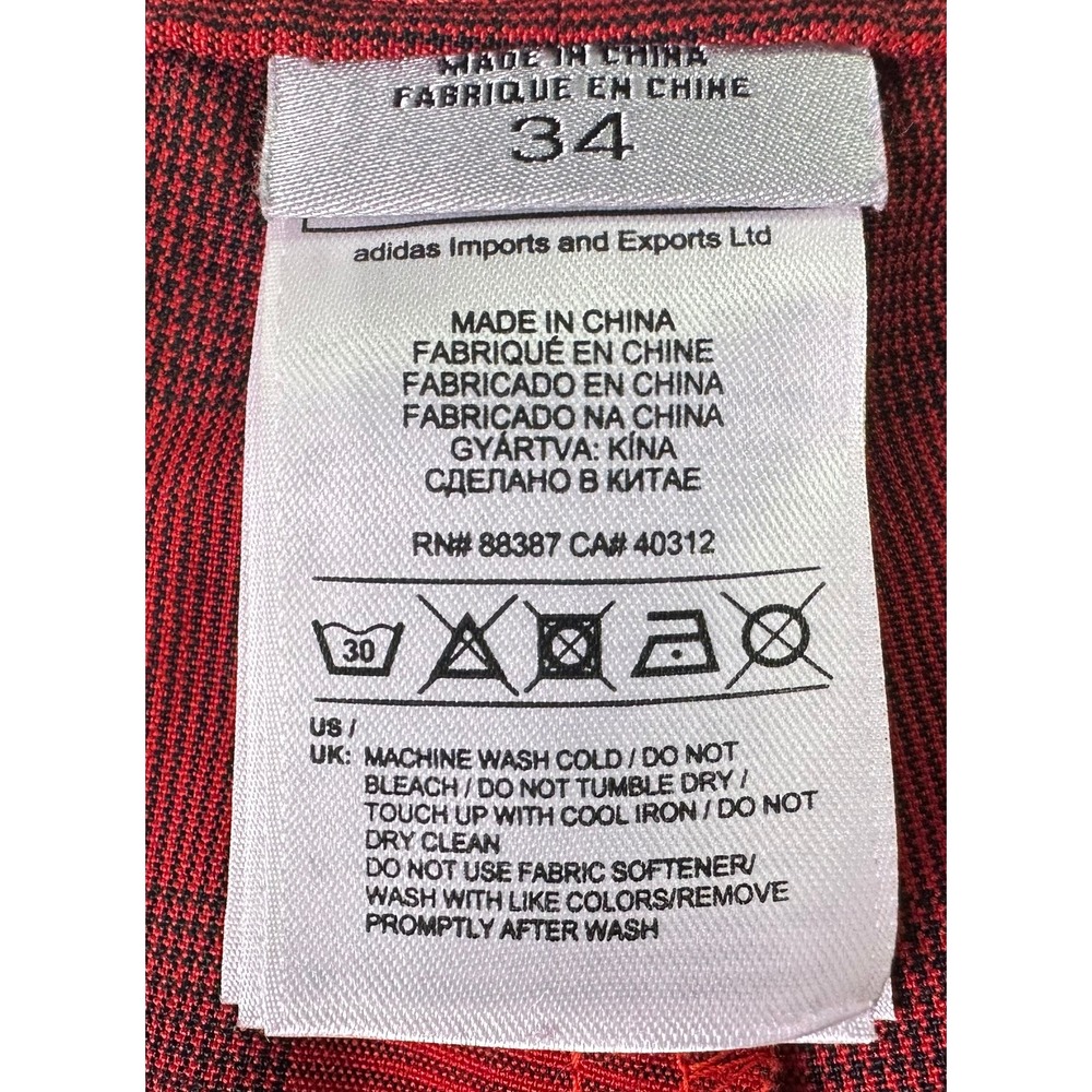 Adidas Golf Shorts Men 34 Red Black Buffalo Check Plaid Performance Stretch Flat - Picture 6 of 11